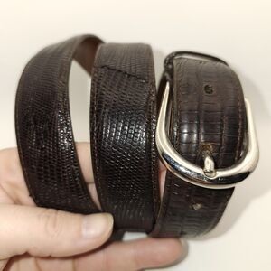 Genuine Lizard Belt Brown Men's Custom Changeable Silver Buckle USA 40